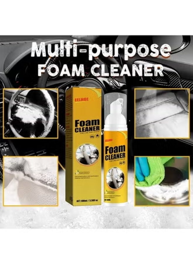 EELHOE Foam Cleaner For Car And House 100ml -Multifunctional No Flushing Car Interior Cleaning,Grease-Free Cleaner All Purpose Foam Cleaner Spray Lemon Flavor For Car House Kitchen - Image 4